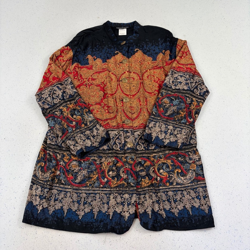 CAROLE LITTLE Vintage 2pc Ornate Tapestry Vest & Long Sleeve Set Size 14